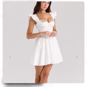 House of CB White Mini Dress with Ruffle Straps